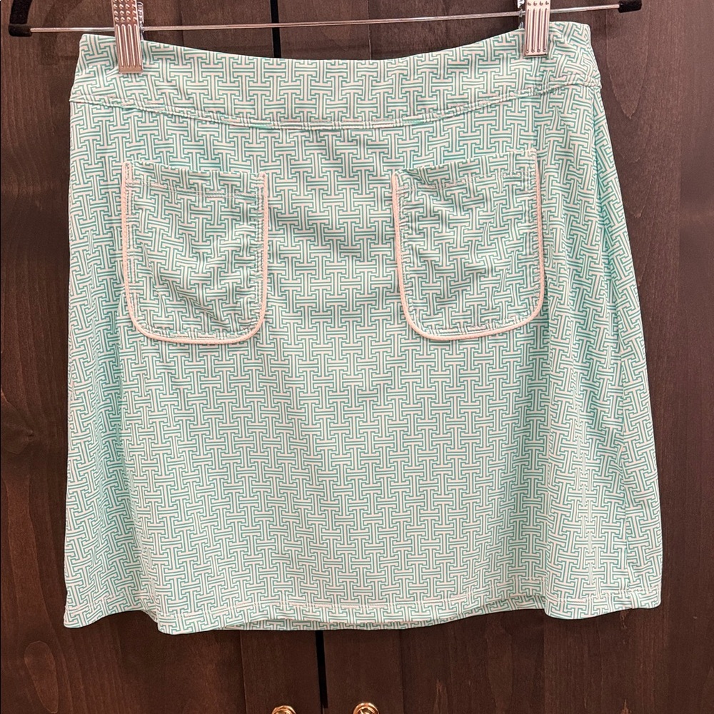 Teal Patterned Golf Skirt
